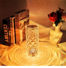 LED Rose Crystal Table Lamp Touch Projector