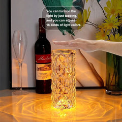 LED Rose Crystal Table Lamp Touch Projector