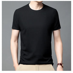 Summer Waffle Round Neck Short Sleeved T-shirt for Men's Short Sleeved Top