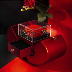 Acrylic Gift Jewelry Box with Artificial Roses